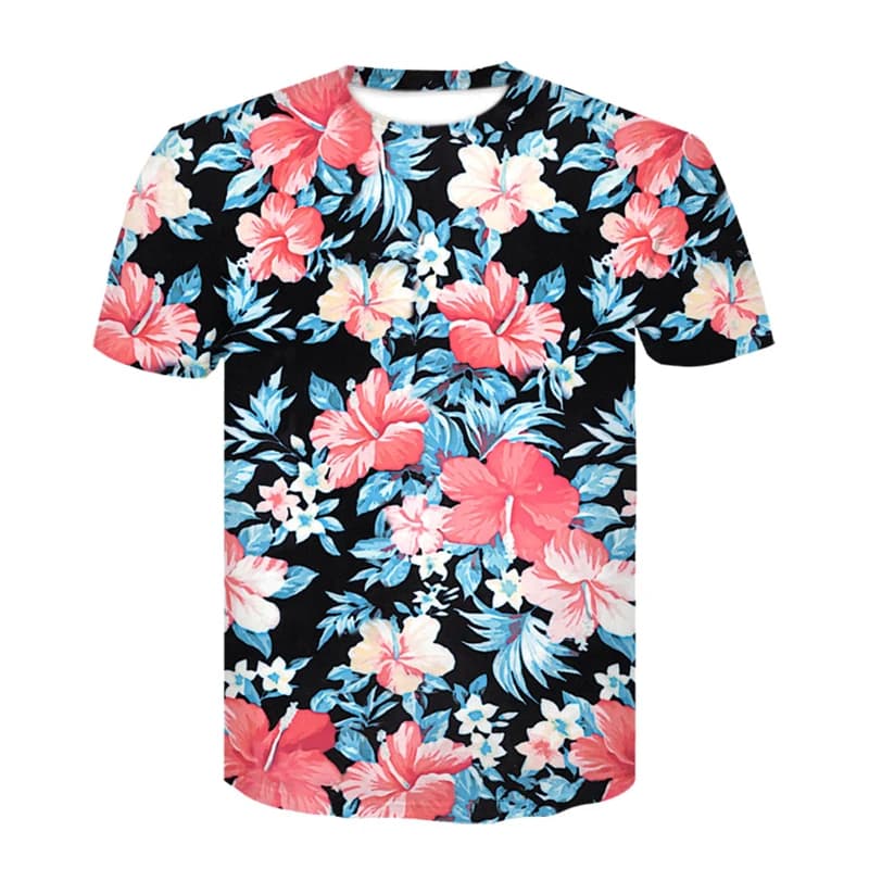 Gorgeous Flowers T-shirt 3D Printing Casual Outdoor Wear T Shirts Round Neck Short Sleeves Summer Comfortable Loose Tee Shirts