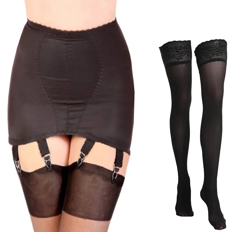 Giarrettiere da donna con fondo aperto vintage con 6 cinghie Reggicalze sexy con clip in metallo con calze autoreggenti alte alla coscia