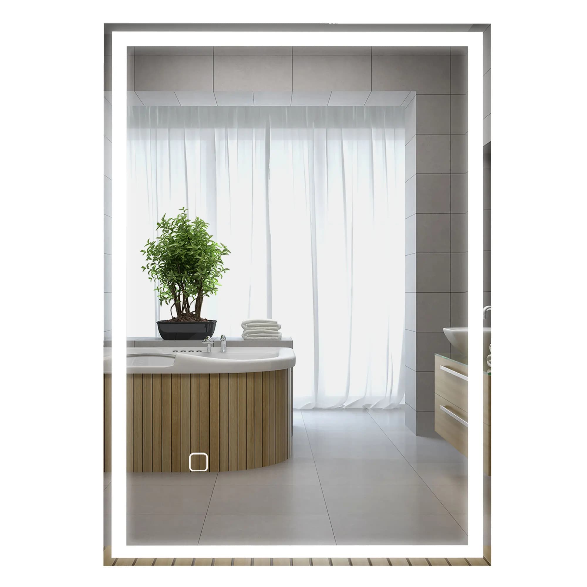 Specchio da bagno a LED dimmerabile argento stile moderno HOMCOM con 3 colori e funzione di disappannamento
