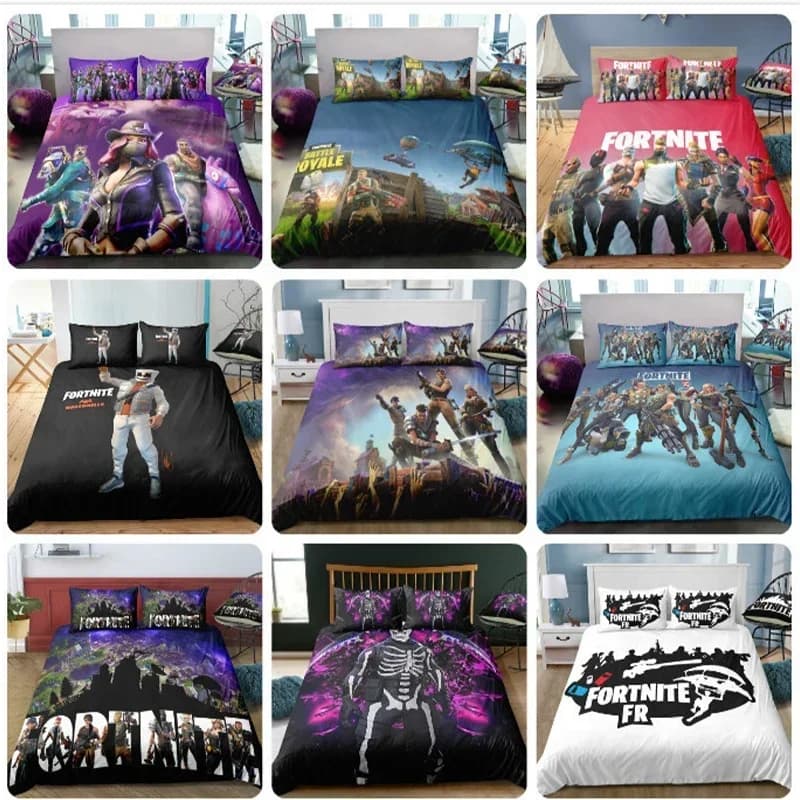 Fortnite Completo da letto Copripiumino Copripiumino per camera da letto stampato in 3D Biancheria da letto 2/3 pezzi Set Microfibra super morbida resistente allo sbiadimento