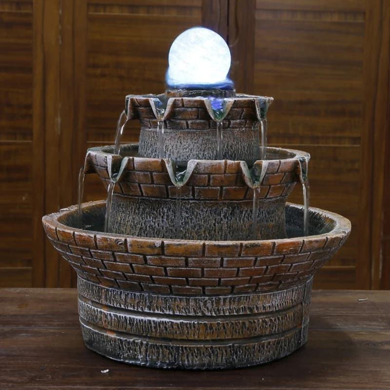 Fontana da giardino e casa Acqua Paesaggistica Decor Casa Accessori fai da te Figurine Desktop FengShui Umidificatore d'aria