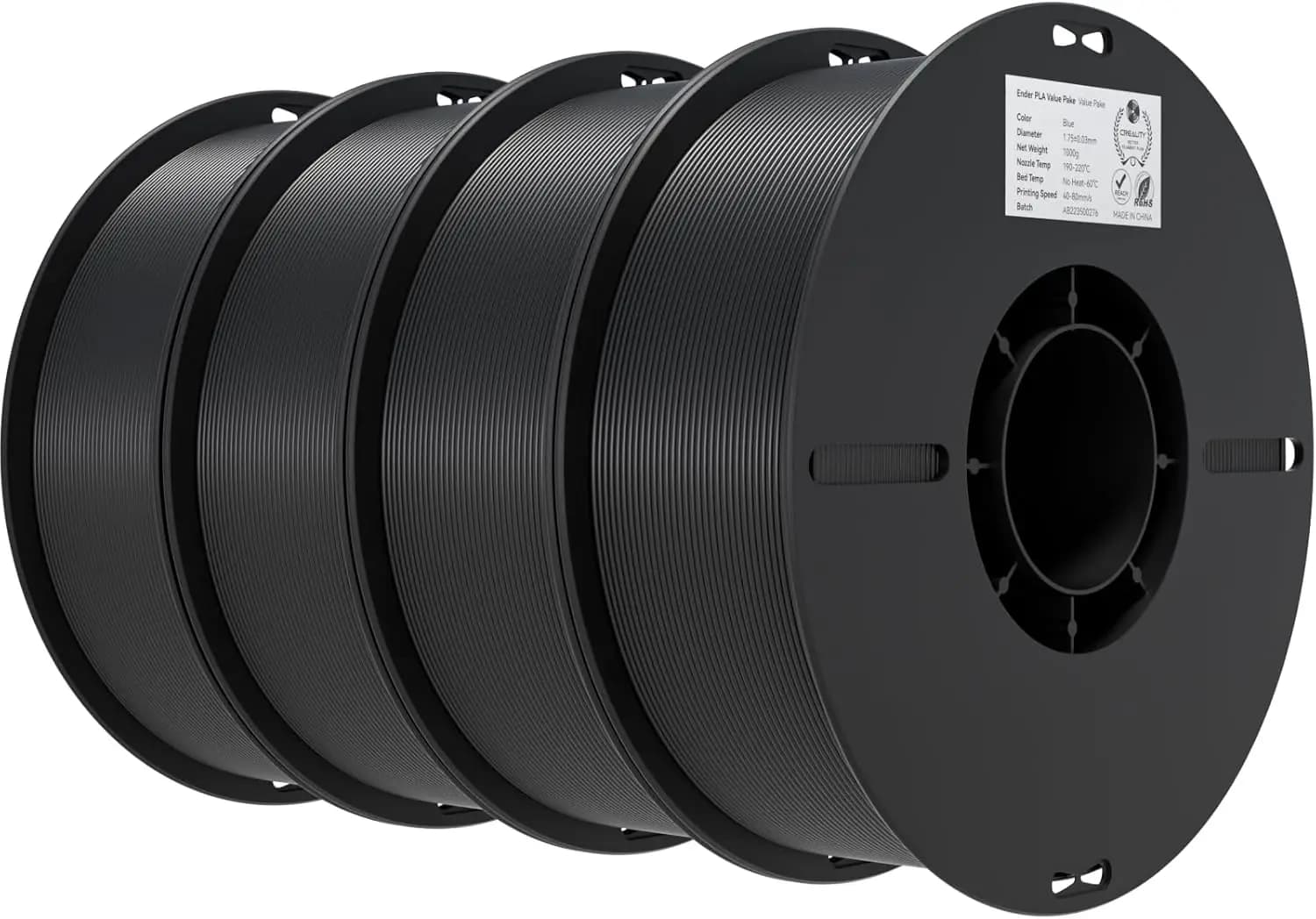 Filamento PLA per Stampante 3D 1.75mm 4KG, Confezione da 4 Bobine da 1kg, Precisione Dimensionale +/-0.02mm, Anti-Intasamento, Compatibile con la Maggior Parte delle Stampanti FDM