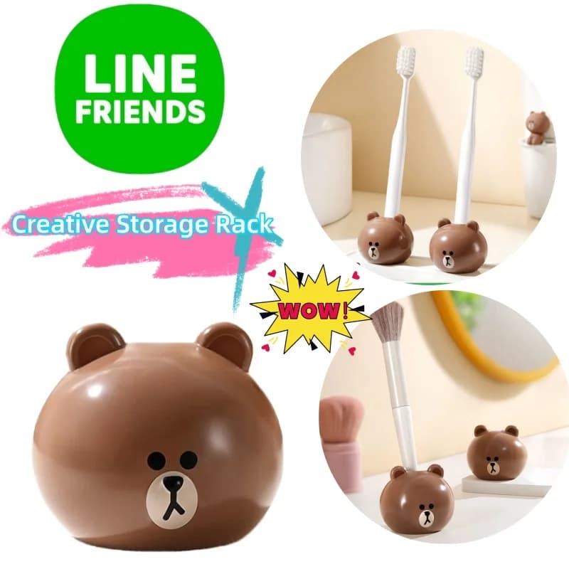 New Line Friends Brown Cartoon Simpatico e squisito portaoggetti per spazzolino da denti antiscivolo di alto valore Semplice portaoggetti per tazze di lavaggio domestico