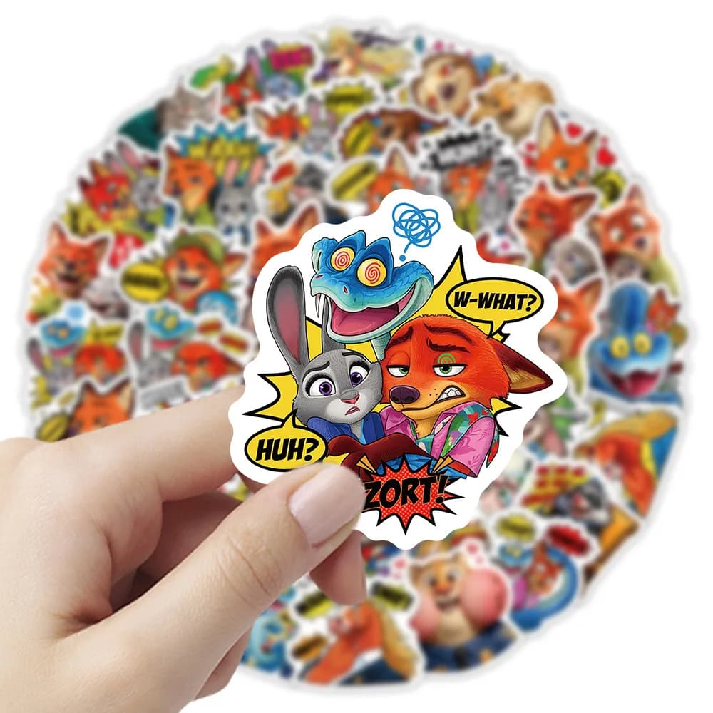63 pezzi cartone animato Disney Zootopia 2 adesivo decorazione fai da te PVC impermeabile skateboard notebook giocattolo graffiti