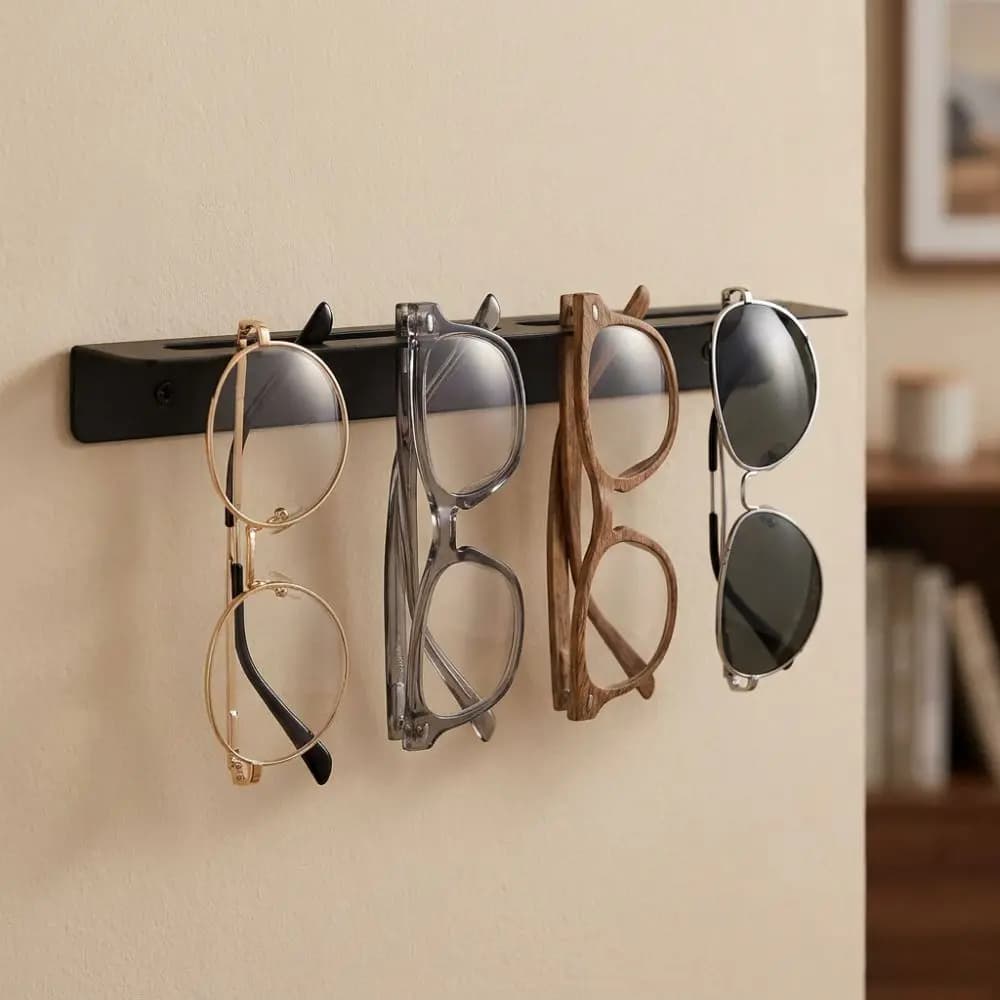 Metal Eyeglasses Storage Rack Heavy Duty Multiple Hooks Sunglasses Display Stand Rectangle Space Saving