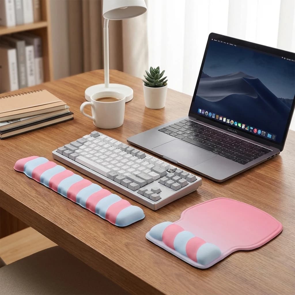 Supporto ergonomico per le mani 3D Set poggiapolsi Tappetino per mouse Tappetino per tastiera Tappetino antiscivolo per giochi Ufficio Casa Studente PC Laptop Desktop