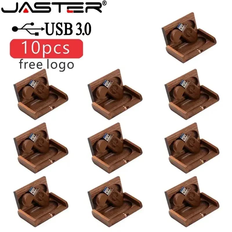 Chiavette USB 3.0 in Legno, Confezione da 10 Pezzi, Logo Personalizzabile Gratuito, Pen Drive da 128GB 64GB 32GB, Chiavetta USB in Bambù, Regalo Aziendale Creativo