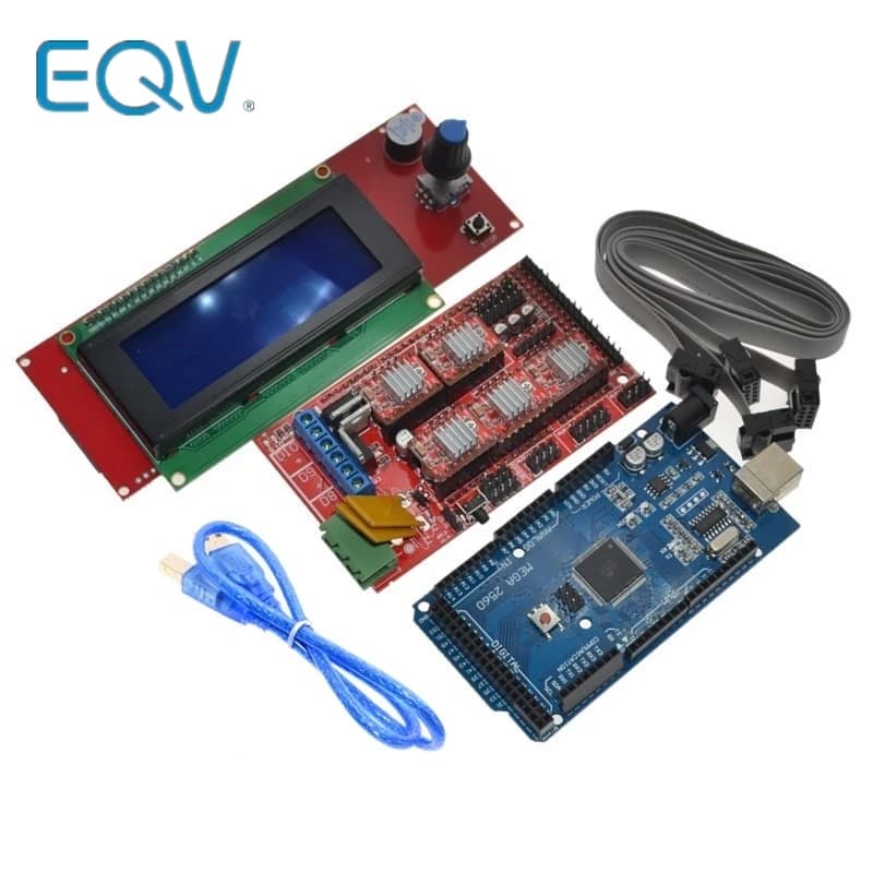 1 set Mega 2560 R3 + 1 controller RAMPS 1.4 + 5 pieces step-by-step driver module A4988 + 1 controller 2004 for 3D printer kit
