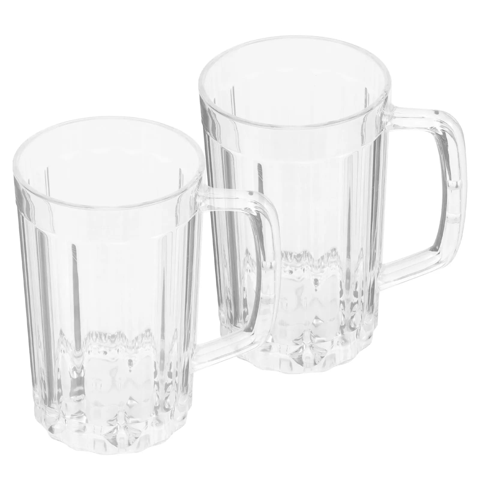 2 tazze da birra in plastica premium da 500 ml con manico robusto, fondo spesso, superficie liscia resistente alle perdite, per birra, acqua, succo, soda