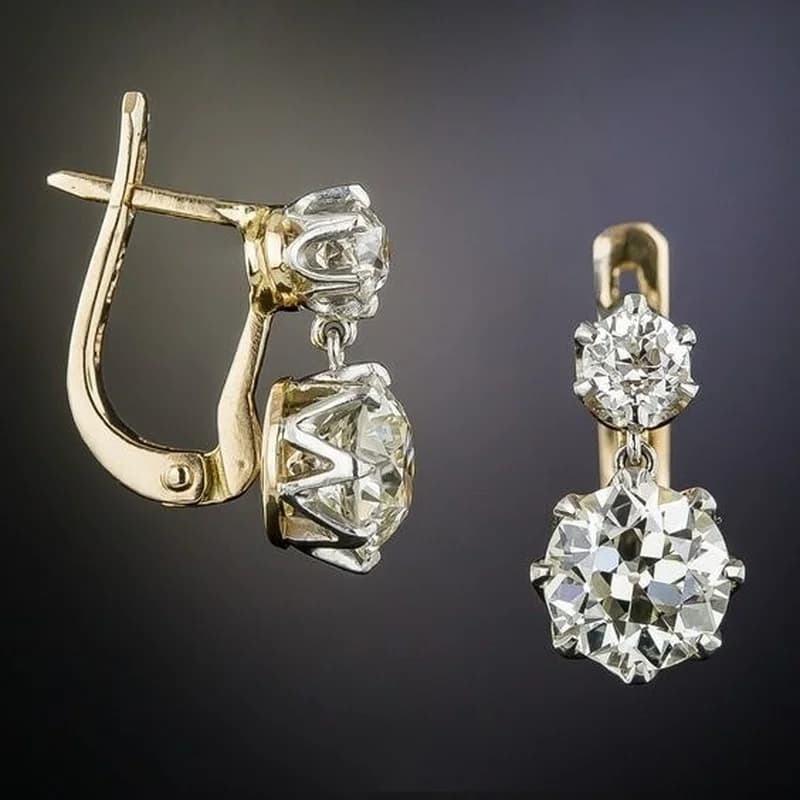 Unique White Crystal Earrings Gold Color Dangle Hoop Earring Anniversary Gift Party Wedding Jewelry Ladies Accessories