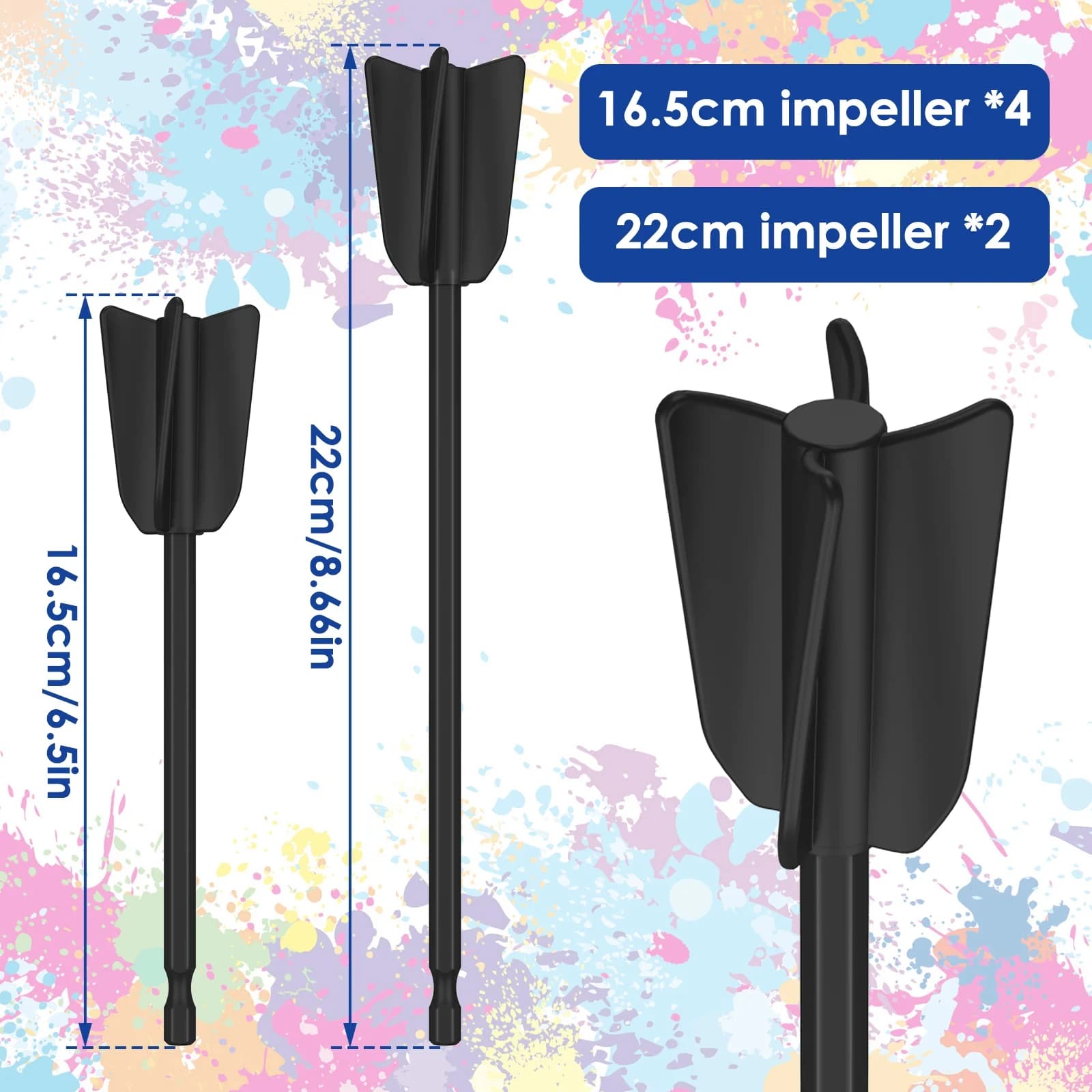 ​​6Pcs Epoxy Mixing Sticks Drill Paint Stirring Rod for Cement Resin Latex Oil Paint Multifunction Putty Mixer Attachment