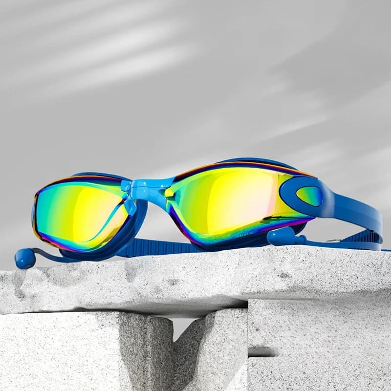 Professional swimwear with earplugs UV protection anti-fog for adult men women waterproof adjustable Silicone glasses