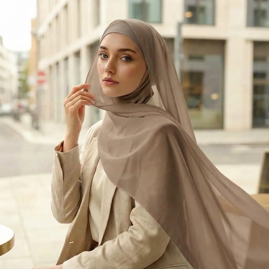 Set Hijab Istantaneo per Ramadan, Cappello Lungo con Sciarpa in Chiffon, Combo Cappello e Sciarpa, Hijab Musulmano da Donna, Scialle Avvolgente, Turbante