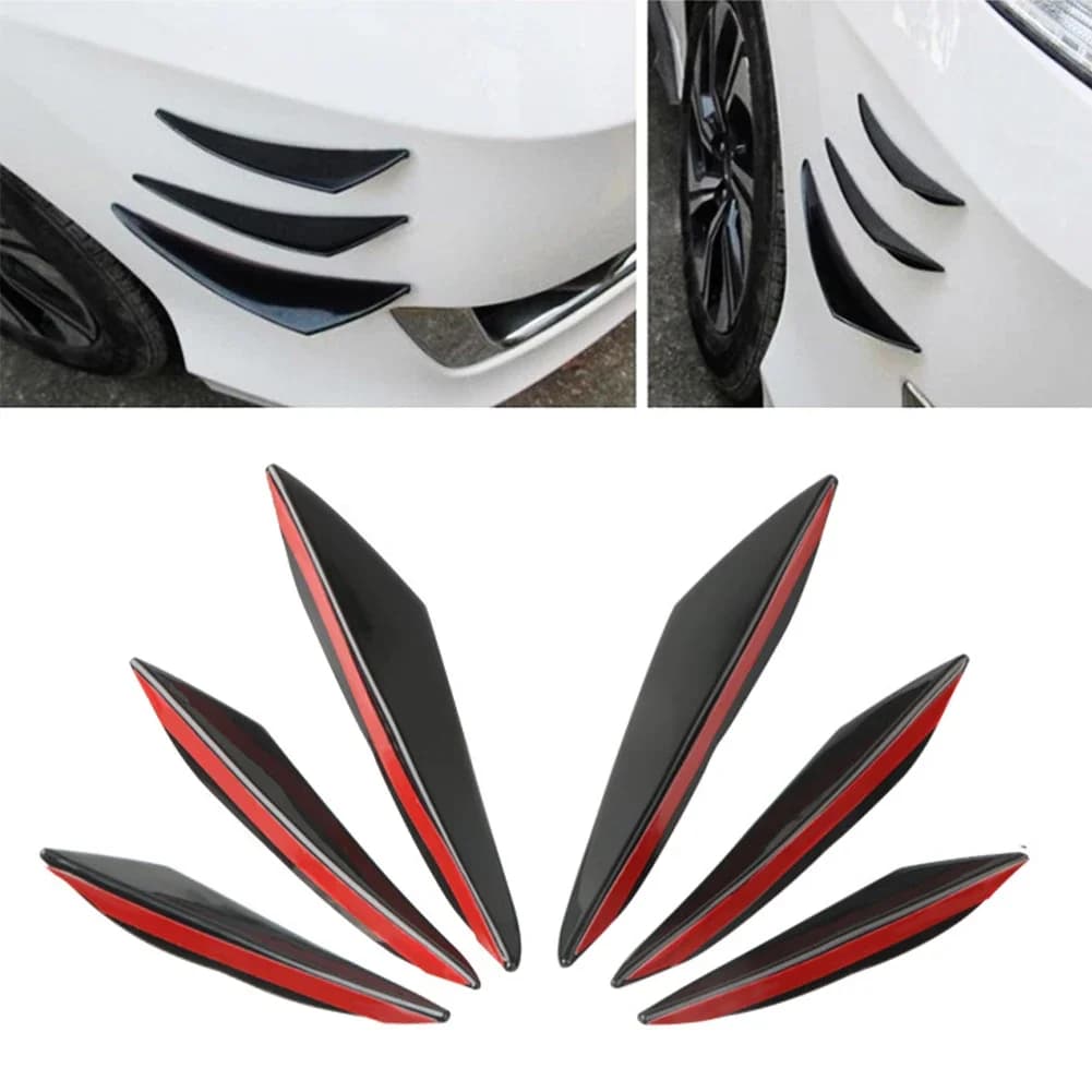 4/6PCS Car Front Bumper Lip Decoration Diffuser Splitter Fins Body Spoiler Canards Valence Chin Car Tuning Canard Decor