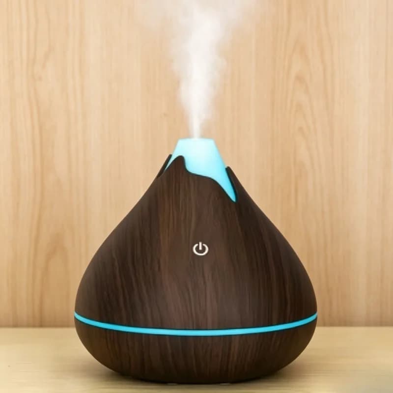 Diffusore di Aromi Effetto Legno 350ML con Telecomando, Umidificatore a Ultrasuoni con 7 Colori LED, Nebulizzatore di Oli Essenziali