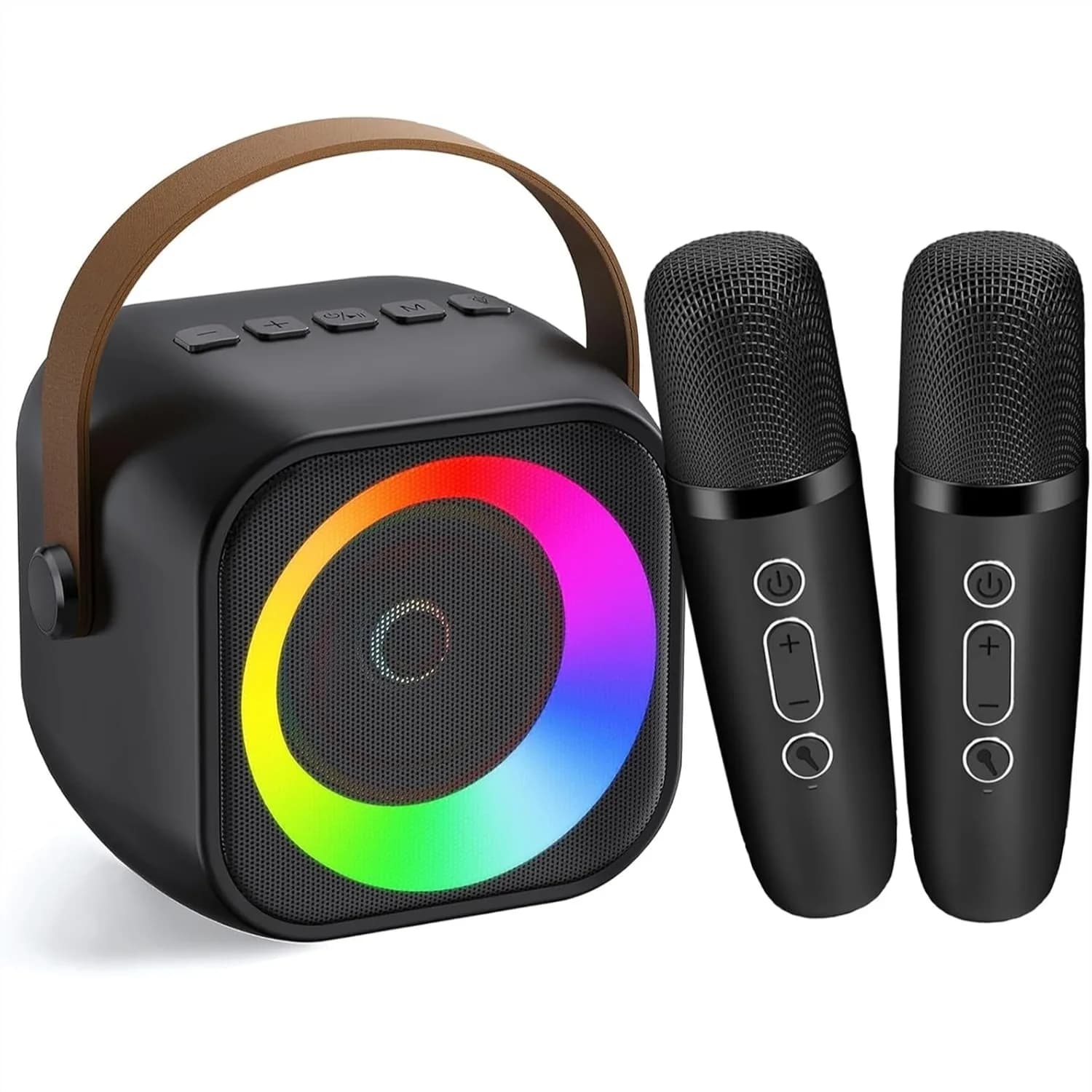 Macchina per Karaoke Portatile con Altoparlante Bluetooth e Microfoni Wireless per Bambini e Adulti, Regalo per Feste in Casa e Compleanni
