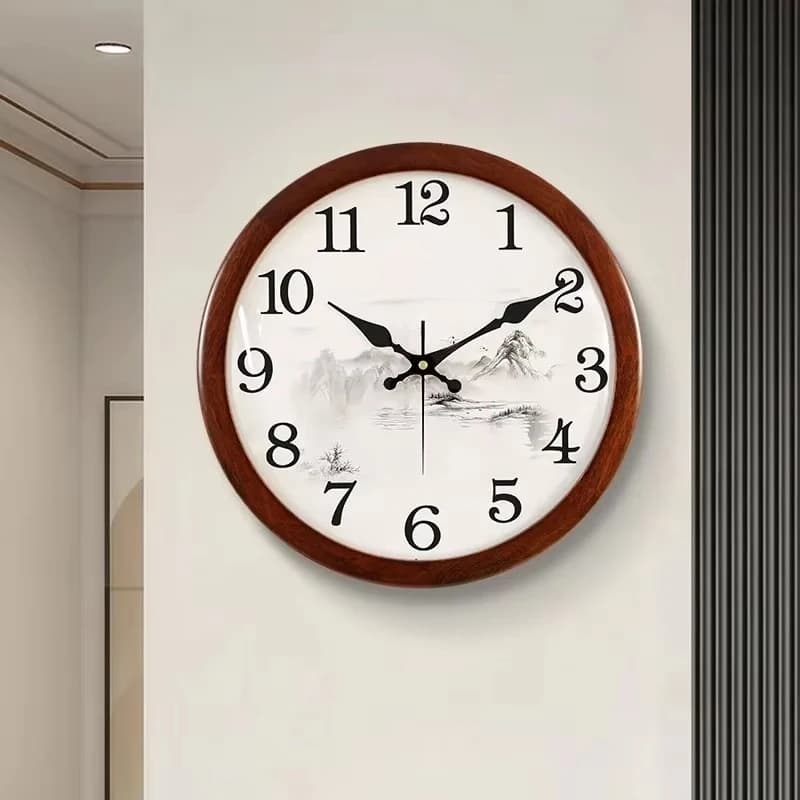 &c 36CM Chinese-style Solid Wood Fashionable Luxury Wall Clock for Living Room Dropshipping DDP