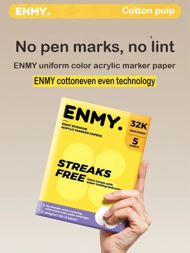 ENMY 300g/ ㎡ Carta per Pennarelli Acrilici, Carta in Fibra di Cotone per Acquerello, Carta Artistica Senza Sbavature per Disegno, Quaderni, Forniture per Scuola e Ufficio