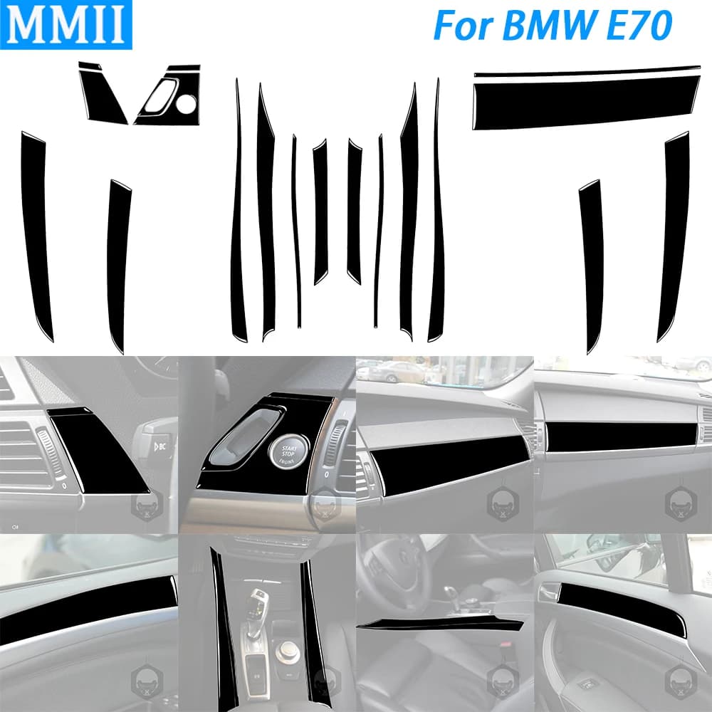 Per BMW X5 E70 2006-2013 Piano Nero Auto Porta Pannello Decorazione Striscia Start Stop Interruttore di Copertura Vestito Interni Accessorizzatori Adesivo