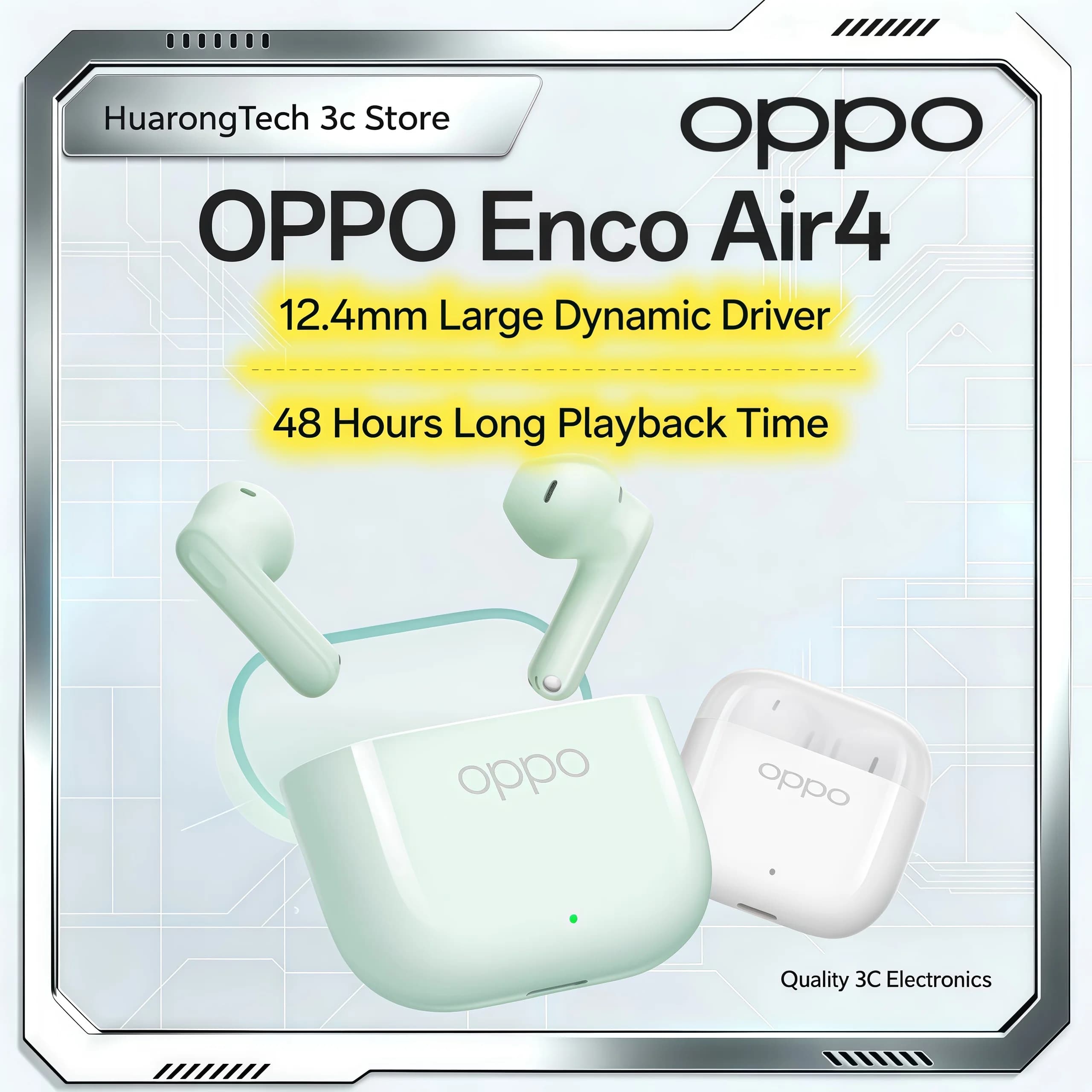 OPPO Enco Air 4 New Sound Earphones TWS Earbuds ANC Active Noise Canceling 43H Battery ENC Mic 12.4mm Driver Bluetooth 5.4