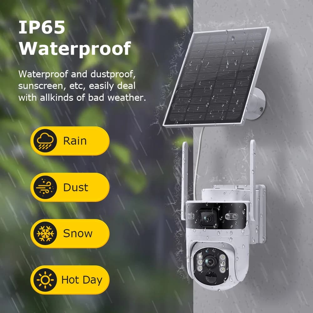 6MP Ubox APP Solar Power Dual Lens 4G/WIFI IP Camera Full Color AI Humanoid Detection Home Security CCTV Monitor