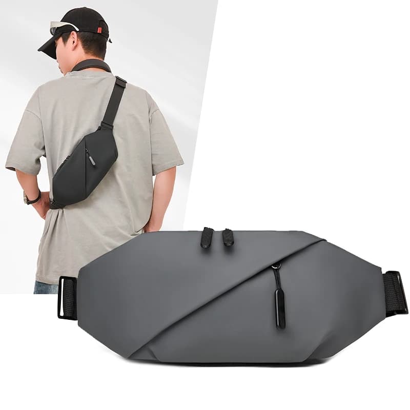 Fashionable men's chest bag with zipper closure, suitable for sports, life bags, mountaineering chest bags, everyday shoulder bags