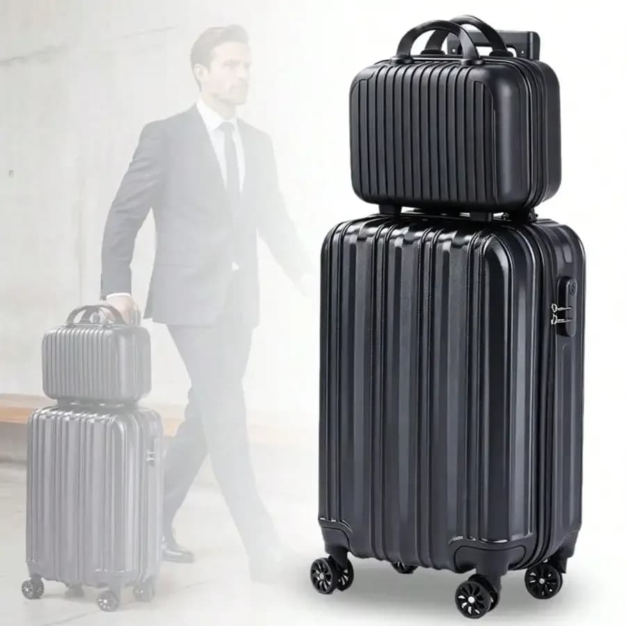 Set di valigie da 2 pezzi (14" e 20"), valigia leggera espandibile con ruote girevoli a 360 gradi, manico telescopico regolabile, Ca