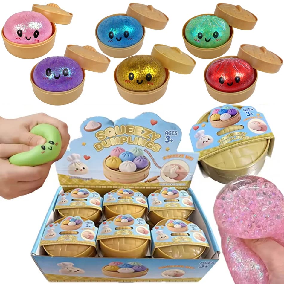 Nuovo Squishy Glitter Dumpling a Sorpresa con Scatola, Giocattolo Sensoriale Antistress a Forma di Raviolo