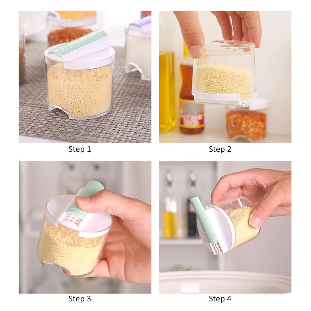 Set di 5 Dispenser Moderni per Condimenti in Metallo Resistente, Organizzatore da Cucina per Sale, Pepe, Spezie e Zucchero