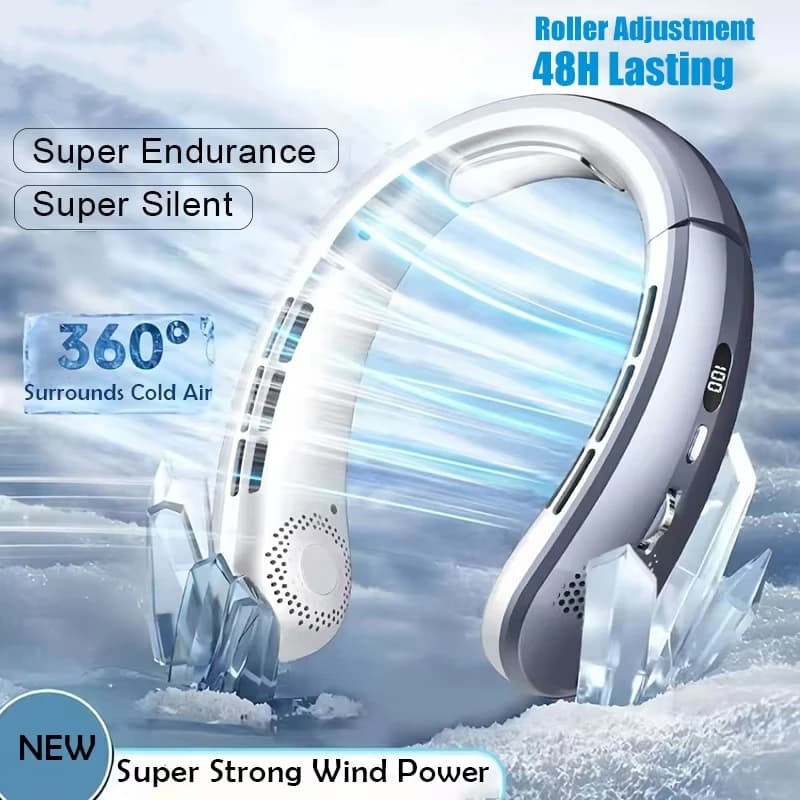 Ventilatore da Collo Portatile Senza Pale 8000mAh 2026 Nuovo, con Display Digitale, Raffreddatore d'Aria, Ricaricabile USB