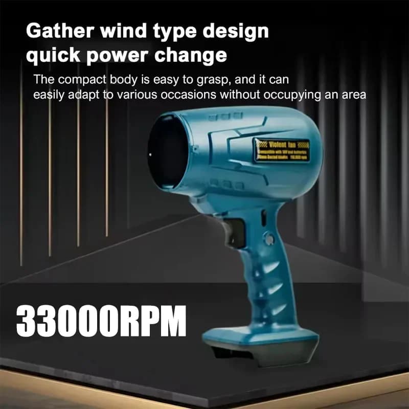 Ventilatore turbo elettrico a batteria 18V 33000 giri/min Ventilatore d'aria senza spazzole Ventilatore violento portatile Spolverino per auto Asciugatrice utensile elettrico