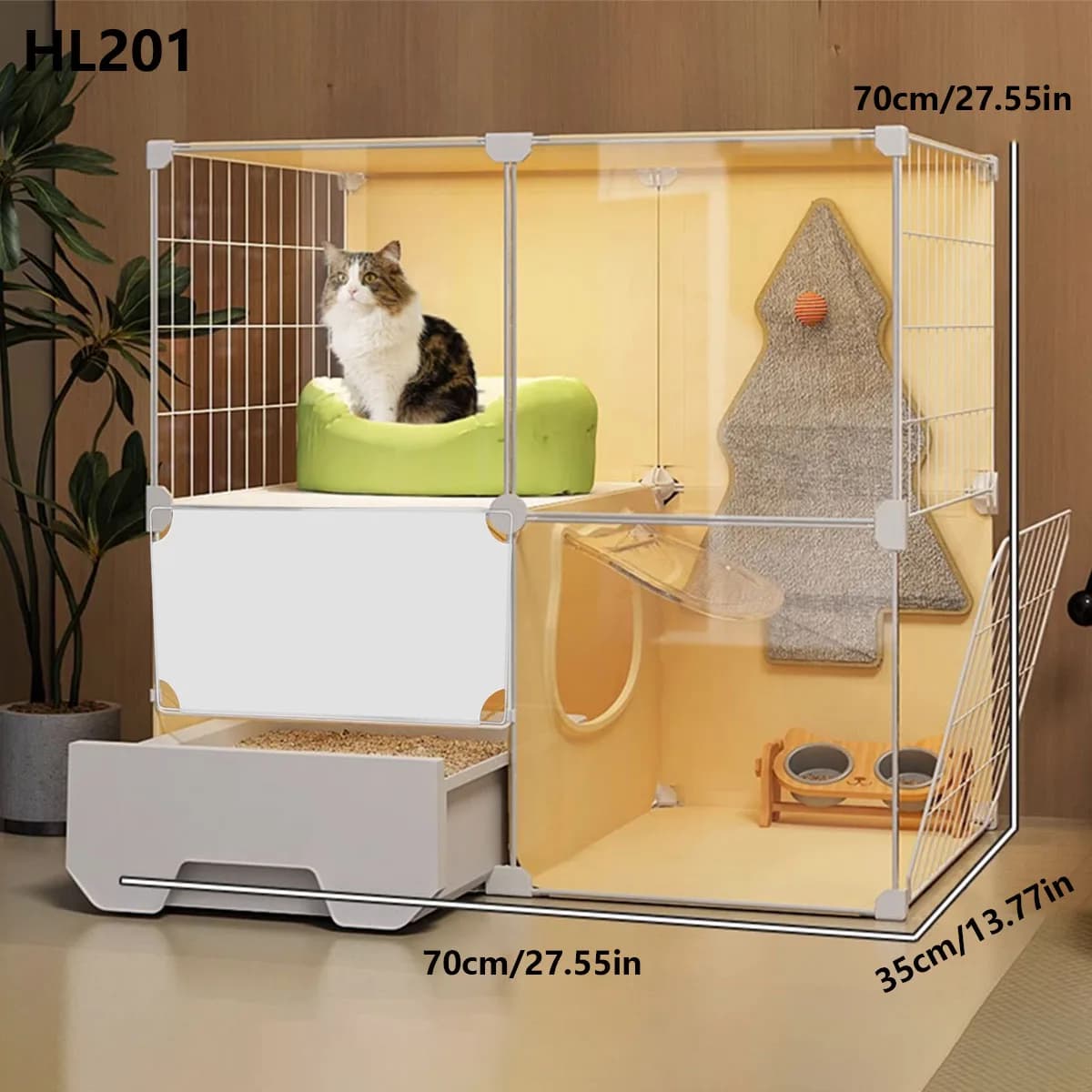 Gabbia per gatti con lettiera, resistente all'inverno, con toilette integrata, adatta per uso domestico, casa per gatti in villa interna, armadietto per gatti, gabbia vuota