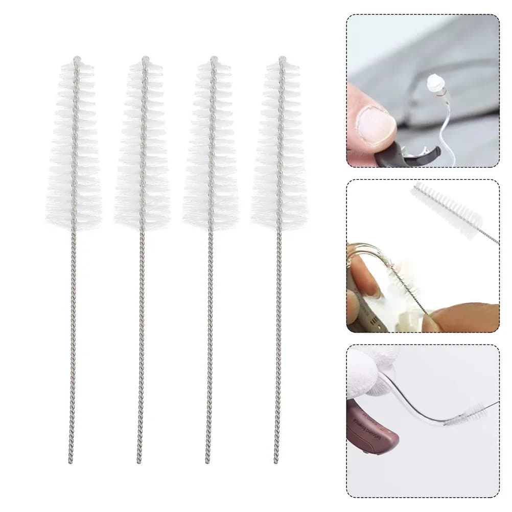 Set di 6 Spazzole per la Pulizia degli Apparecchi Acustici, in Nylon Resistente con Manico Antiscivolo, Spazzola Lunga per la Rimozione del Cerume, Accessori per la Pulizia degli Apparecchi Acustici