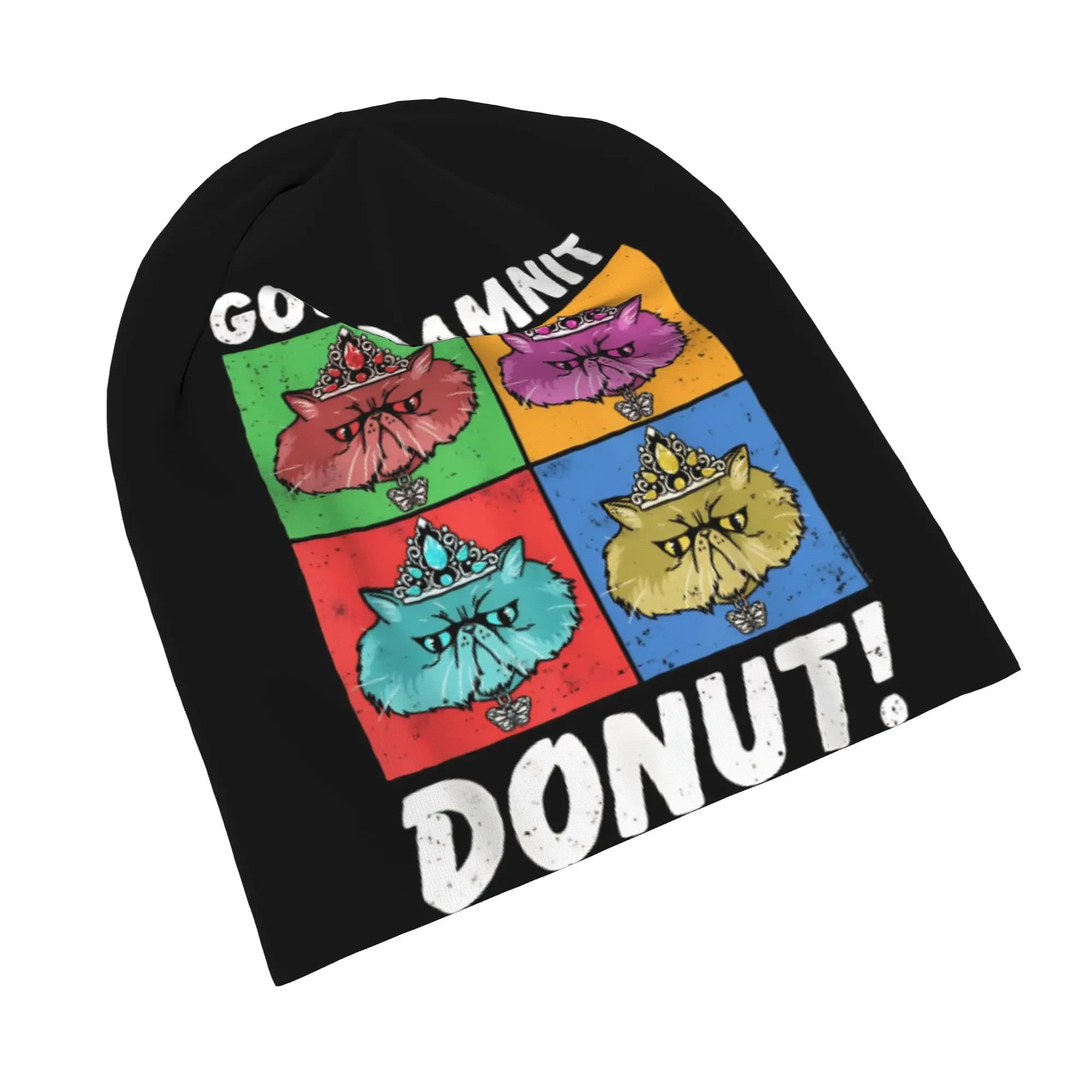 Cappello Beanie God Damnit Donut Cat Pop Art, Caldo e Unisex, a Doppio Uso, Stile Cool Street Dungeon Crawler Carl