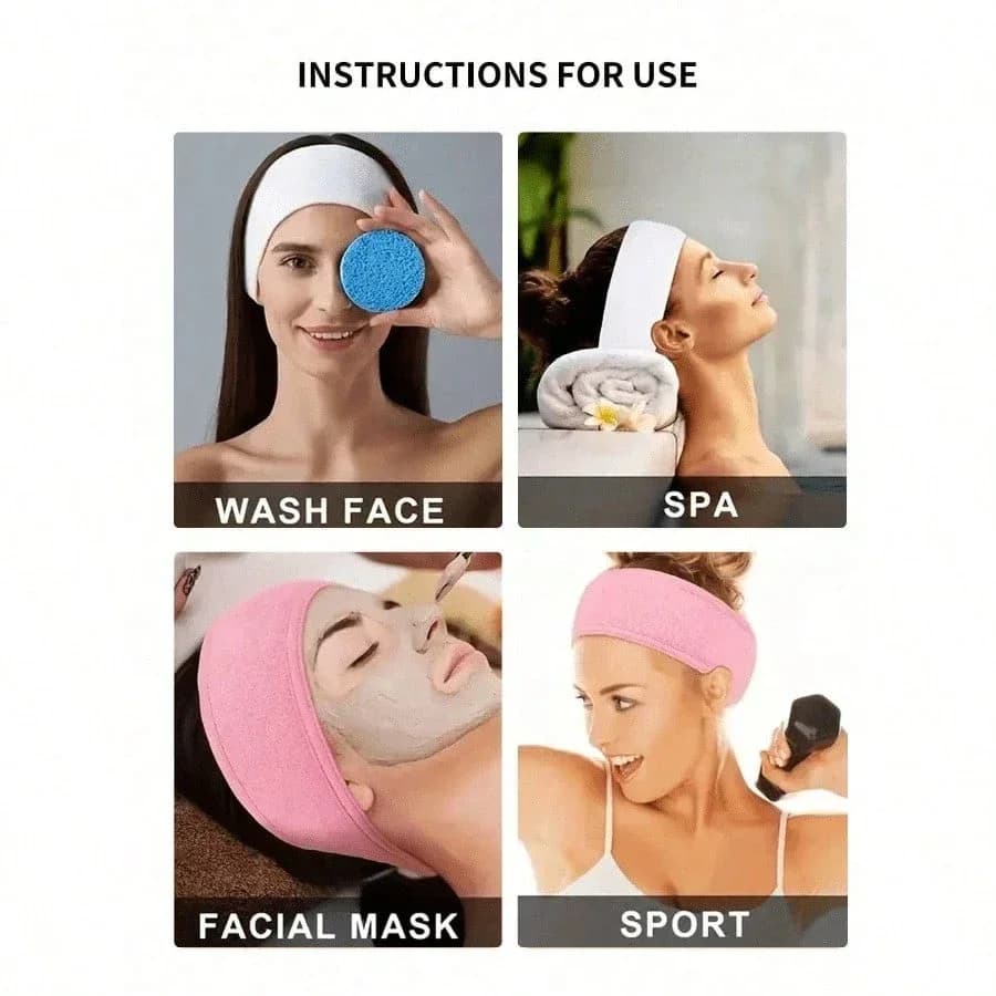 Fascia per capelli regolabile antiscivolo per spa, lavaggio del viso, maschera facciale, trucco sportivo, per donne