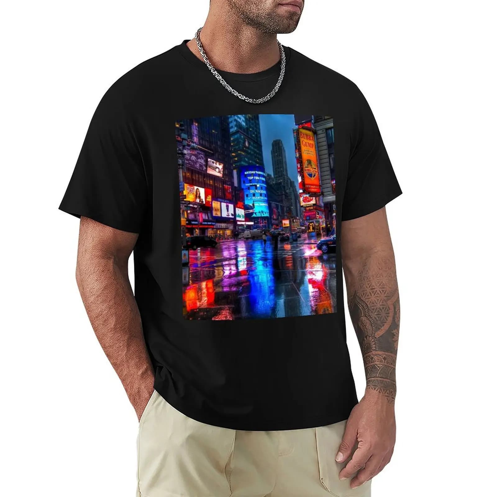 T-shirt Tokyo City Neon Street, t-shirt casual di lunga durata