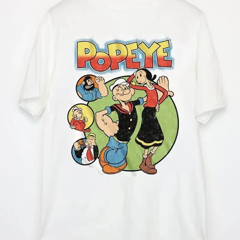Popeyeeeee New White T Shirt Short Sleeve All Sizes Good Price