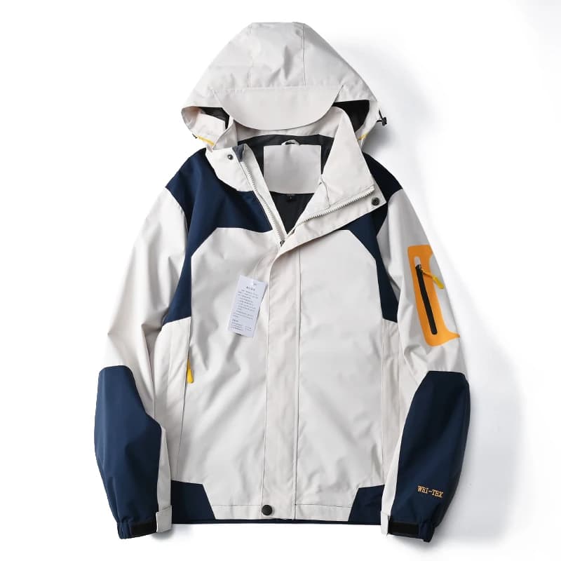 Men's Outdoor Waterproof Hooded Jacket Spring Autumn Climbing Suit Polyester Fabric Long Sleeve Loose Fit Youth Fashion