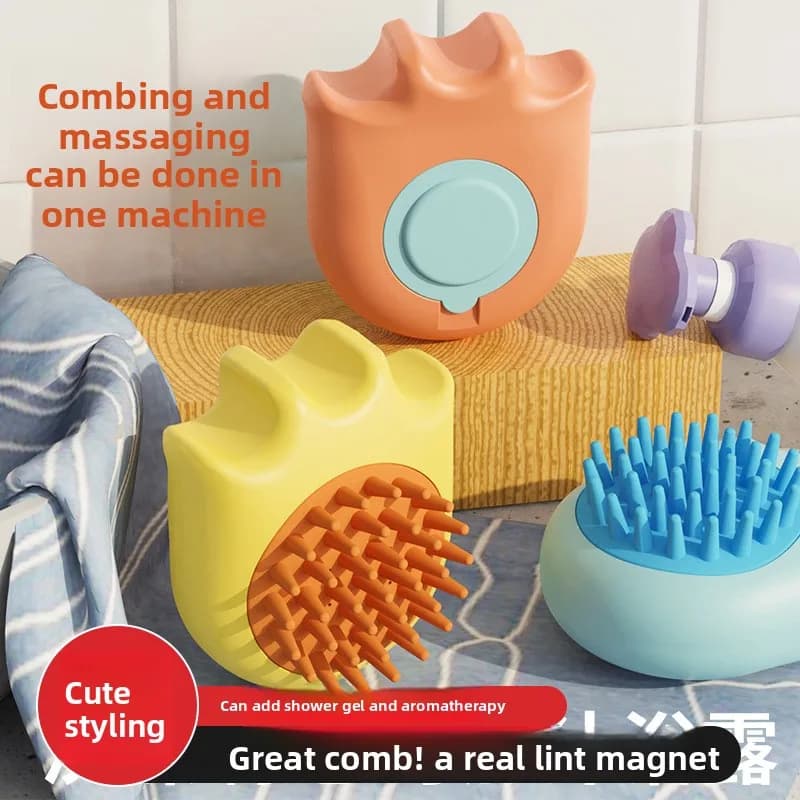 Pet Bath Brush Soft Silicone Dog Cat Grooming Massage Shower Tool for Shedding Cleaning Shampoo Dispenser