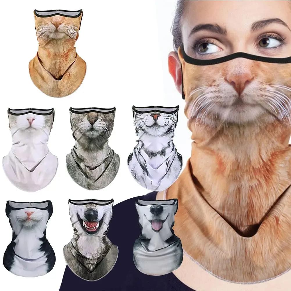 3D Cute Animal Balaclava Motorcycle Motocross Ski Snowboard Hat Helmet Liner Cat Dog Biker Neck Warmer Face Cap Cycling Headgear