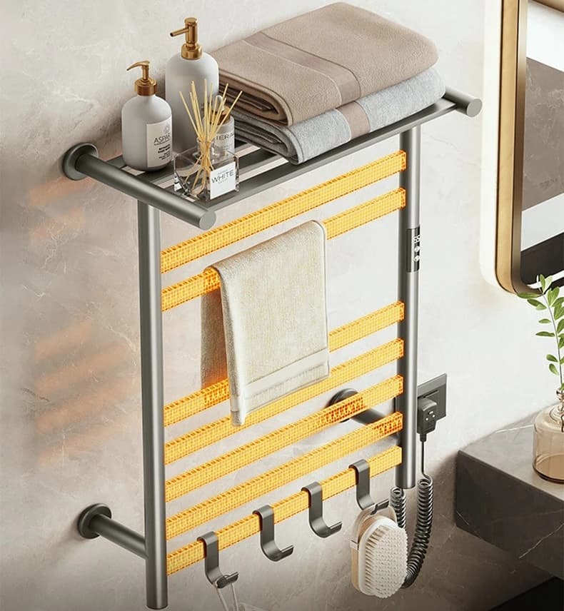 Scaldasalviette Elettrico Intelligente in Fibra di Carbonio a Temperatura Costante per Bagno, con Funzioni di Sterilizzazione, Asciugatura e Conservazione