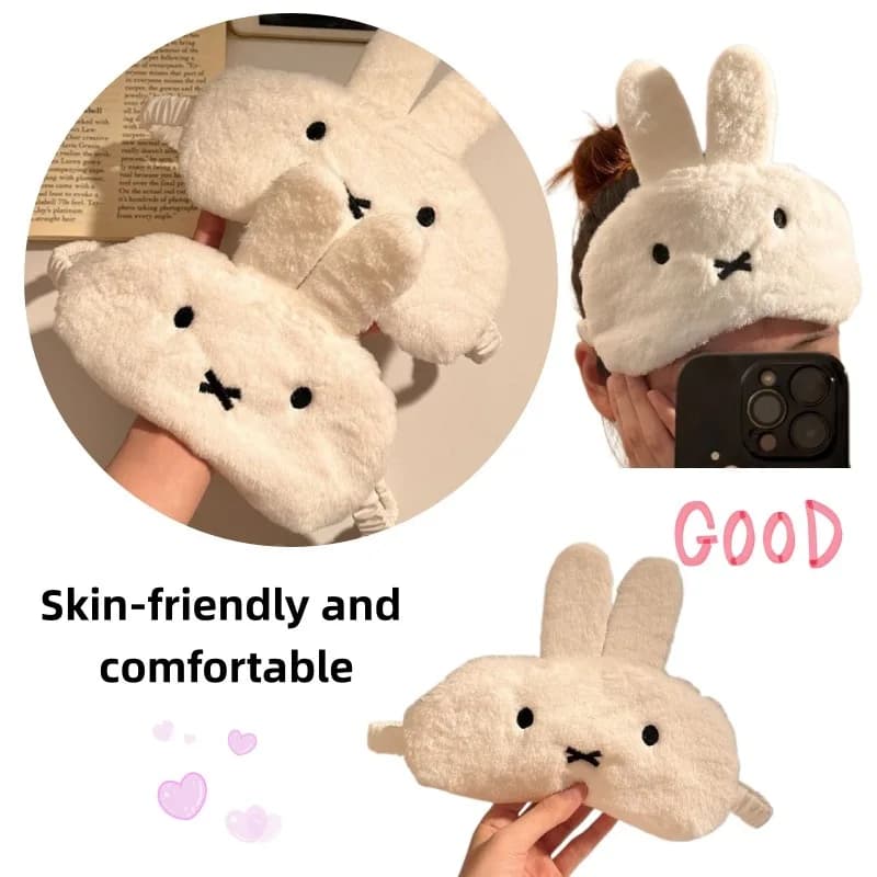 Cute Miffy Plush Sleep Eye Mask for Women - Light-Blocking Nap Shade to Relieve Eye Fatigue