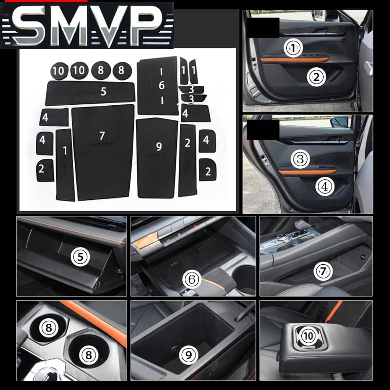 Misura Per Changan UNI-V UNIV 2022-2024 Interni Auto Tappetino Antiscivolo Porta Scanalatura Pad In Pelle Pu Gomma Cancello Slot Tazza Cuscino Decoratio
