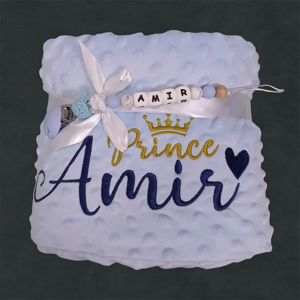 Coperta fasciatoio avvolgente per neonato lavorato a maglia personalizzata con nome in pile per lettino per bambini, coperta per passeggino, regalo di nascita