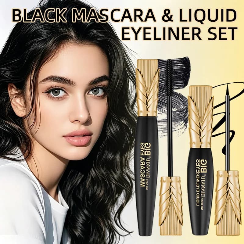 Set Trucco Occhi Crown - 2 Pezzi: Mascara e Eyeliner Impermeabili, Kit Penna Eyeliner Lunga Durata e Allungante per Donna