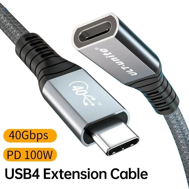 Cavo di prolunga USB C Thunderbolt4 da 0,3 m 0,5 m Cavo dati USB4 Extender 40 Gbps 8K a 60 Hz Cavo dati tipo C PD 5A/100W per MacBook Pro