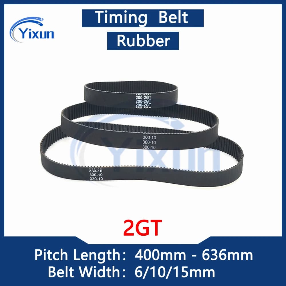 2GT Length 400-636mm Width 6/10/15mm 2M Synchronic Strap for 3D Printer Parts Step 2mm Small Game Strap