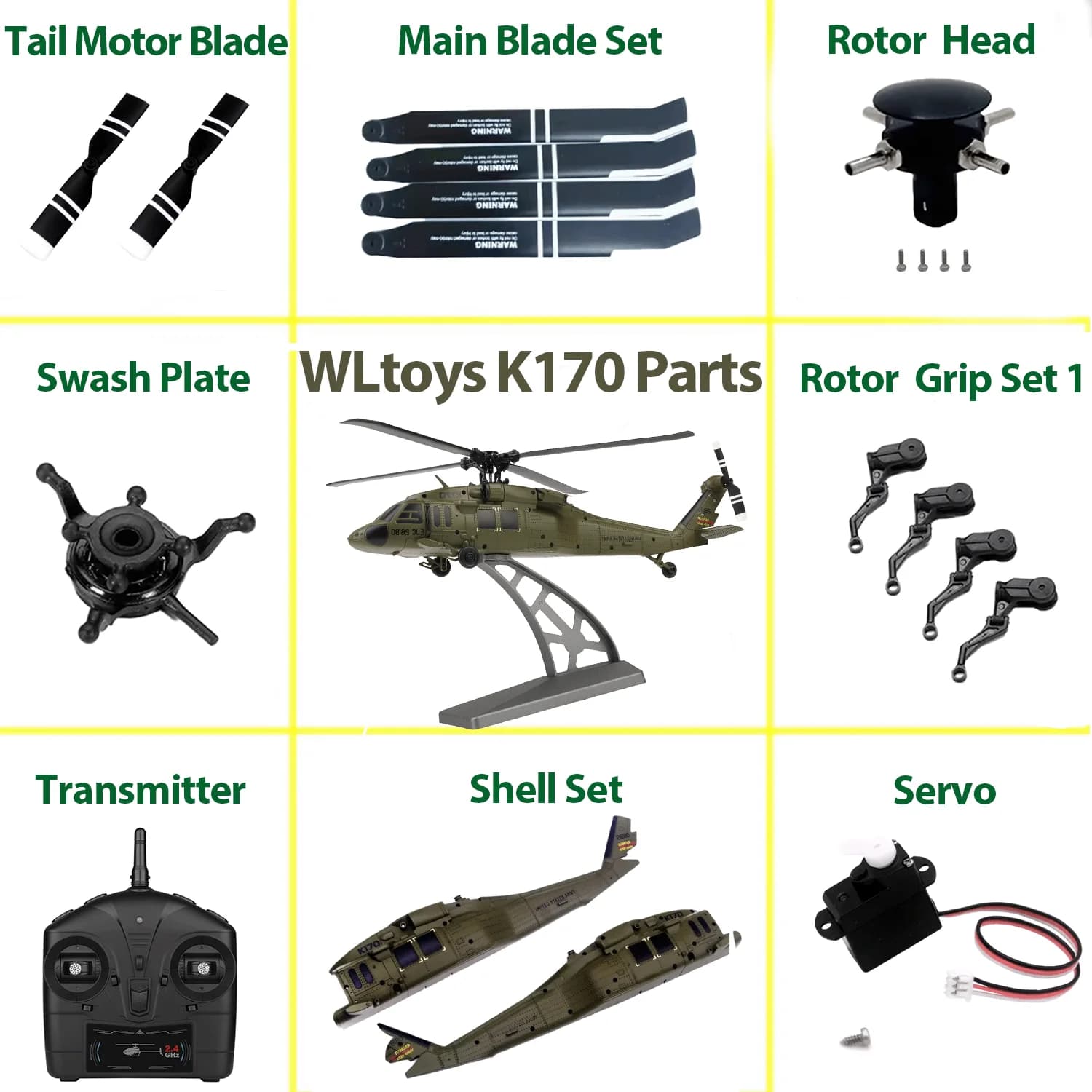 Componenti e parti originali dell'elicottero Wltoys XK K170 RC Accessorio Scheda ricevente dell'elica Fusoliera telecomando
