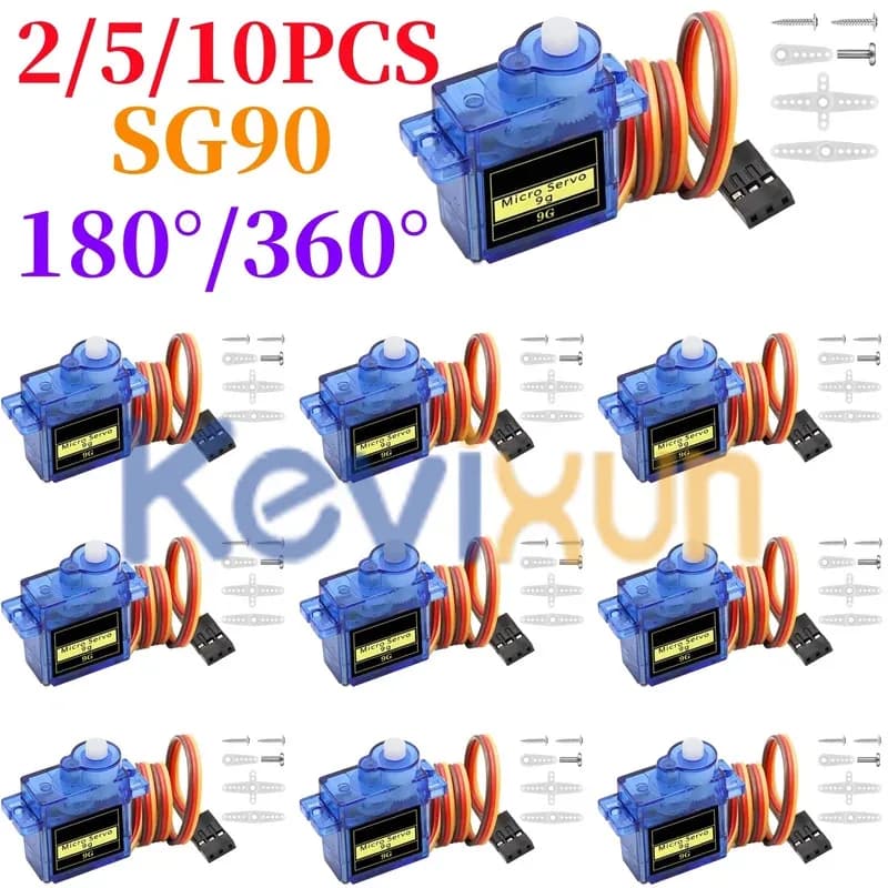 2/5/10 PCS SG90 9G Micro Servomotore di Controllo per RC Robot Braccio Servomotore Giocattolo Aereo Elicottero Modelli di Aerei 180 ° /360 °