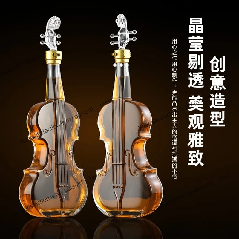 Bottiglia di vino in vetro trasparente creativo Bottiglia di whisky Forma di violino Bottiglia di vino vuota